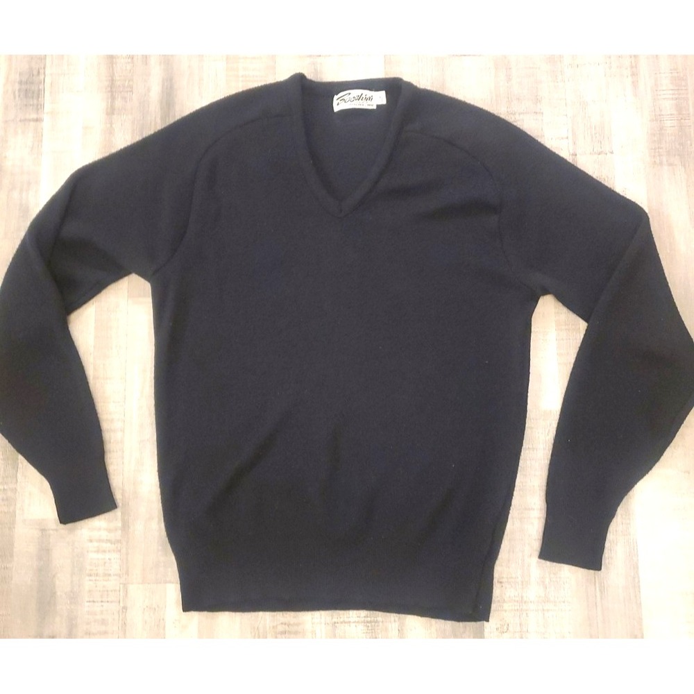 Vintage Black Sweater Vest Mens‎ Large Bocchini of Scottsdale V-Neck USA Made